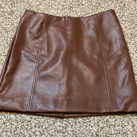 Bagatelle Chocolate Brown Faux Leather Skirt - Picture 1 of 7